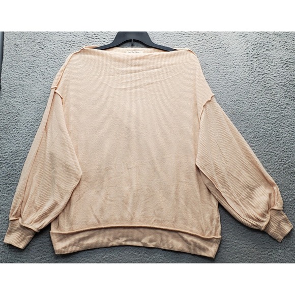 We The Free Tops - We The‎ Free Sweatshirt Womens Small Tan Ribbed Cuff & Hem Boat Neck Pullover